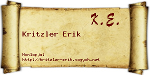 Kritzler Erik névjegykártya